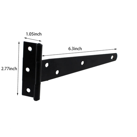 Rustproof T Strap Heavy Duty Shed Door Hinges 4 Pack With Screws For Barn Doors Fences Gates Load Capacity 12 To 60 Kg, side view.