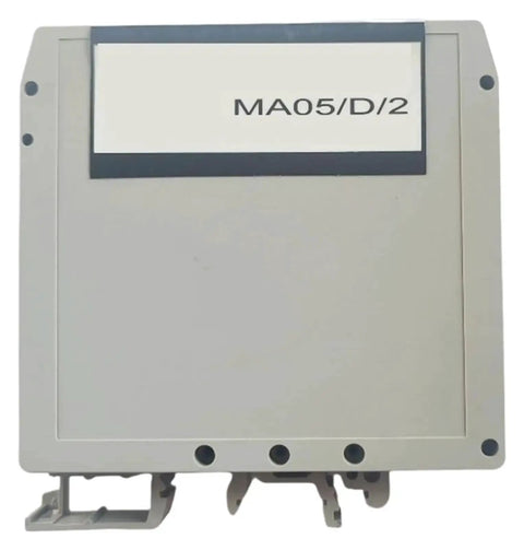 Front view of 5A 240V Industrial Surge Protection Device MA05D2 for sensitive equipment, durable gray enclosure.