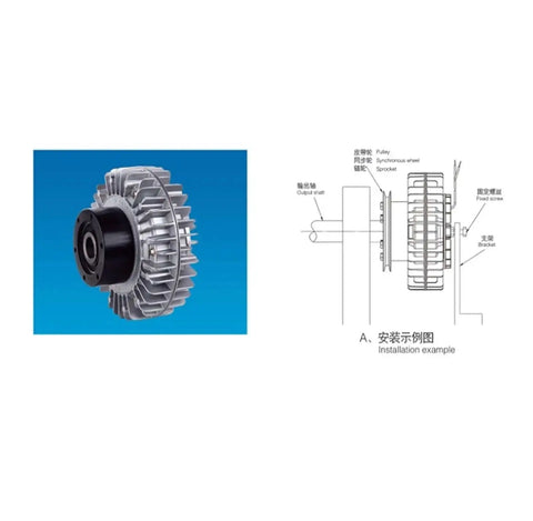 Rotary Magnetic Powder Brake With Hollow Shaft Casing For Precise Torque Control ZA6 12 25 50 100 200 A Y ZA200A 200NM Electromagnetic Brake illustration