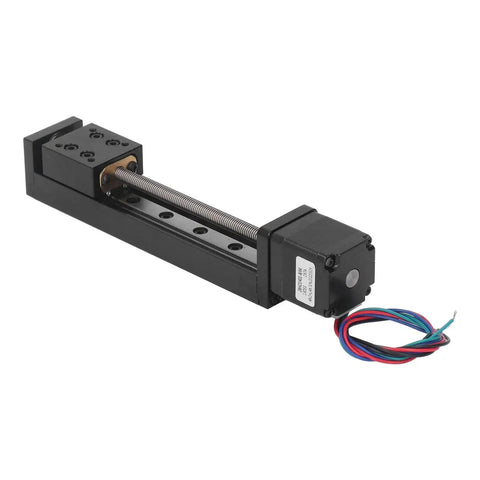 100mm Stroke Linear Slide Table with beefed up 28 stepper motor alloy build single rail motion actuator