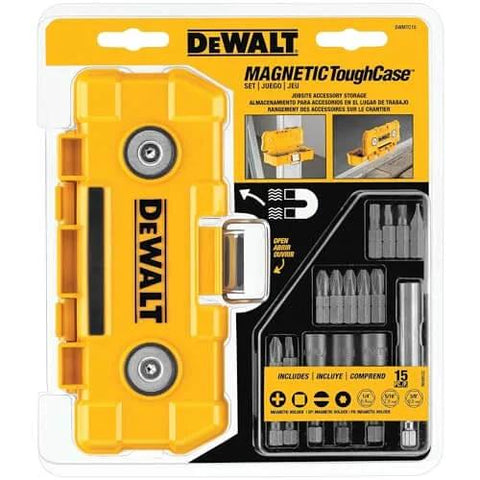 Impact Driver Bit Set With Magnetic Tough Case, 15-Piece Carbide Tipped Bits, Pro Grade And Heavy Duty Kit With Two High Strength Magnets