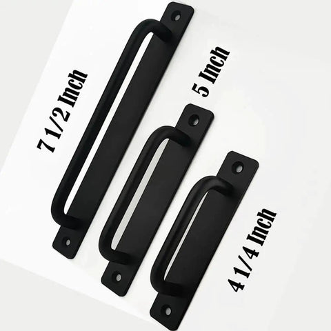 12 Pack Matte Black Aluminum Cabinet Pulls showcasing 5 inch length with various sizes, includes 24 screws for cabinets and drawers.