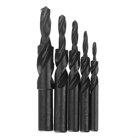 Set of Dual Function HSS Cobalt Two Stage Step Drill Bits For Metal with 90 and 180 Degree Second Stage Profiles, various sizes