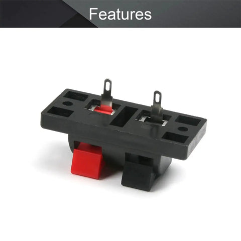 5 Piece Spring Speaker Terminal Clips Set, 2 Way Spring Connection Clip Jacks, Push Release Connector in black and red