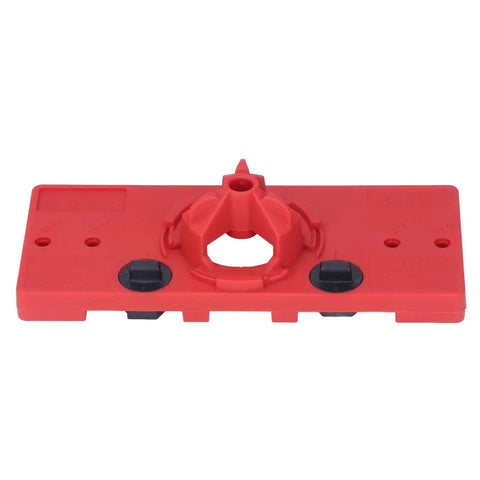 Woodworking Hinge Hole Saw Jig With 35mm Drill Guide Locator For Precise Positioning And Drill Alignment In Cabinet And Furniture Projects Red Drill Guide Bit Set, front view