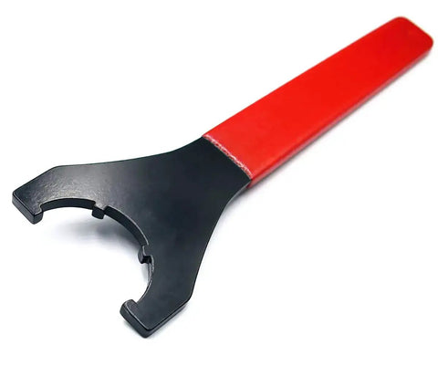 Red Spanner Collet Chuck Wrench ER-32UM for CNC Milling, durable hand tool with black head and red handle for clamping nuts.