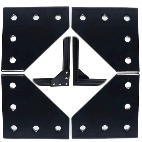Ten Pack 60x60x4mm L Shaped Corner Bracket Plate For 20x20mm Aluminum Extrusion 5 Hole 90 Degree Outside Joining Plate In Anodized Black Finish