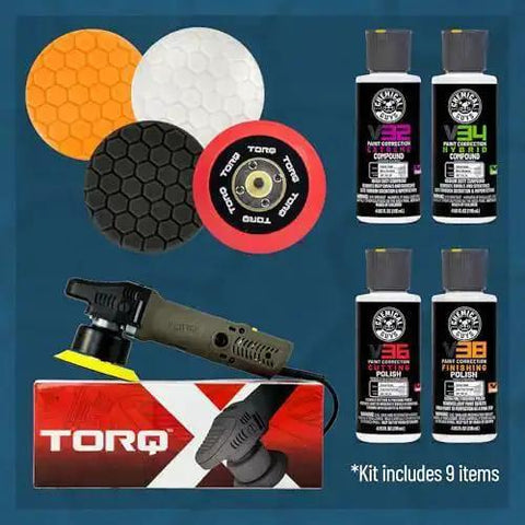 TorqX Random Orbital Polisher Kit With Pads, Polishes, And Compounds For Cars, Trucks, SUVs, And Motorcycles, 700W Motor