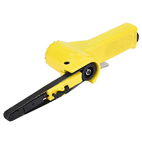 Yellow Pneumatic Belt Sander Polisher For Grindin Welding Parts Burr Bustin And Chamferin With Quick Belt Change System