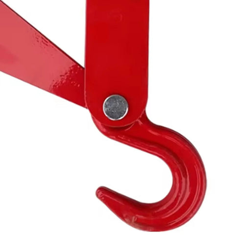 Close-up of One Ton Alloy Steel Forging Automatic Disengaging Hook Rigging Ring for chemical industry with red finish.