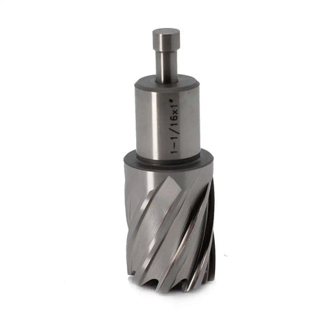 1-1/16 Inch Annular Cutter For Magnetic Drill Press, The Go-To Tool With 1 Inch Cutting Depth And 3/4 Inch Weldon Shank, 2 Flats, Pilot Pin