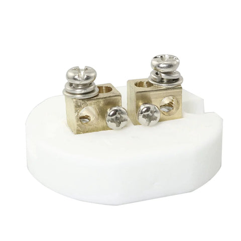 PZRT high-temp K-type thermocouple terminal block on white porcelain base with brass terminal blocks and screws