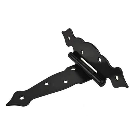 Black 8-inch T hinge for barn doors, part of 2 Pack 8 Inch T Strap Shed Door Hinges Black Tee Hinge Wrought Iron Gate Hinges For Wood