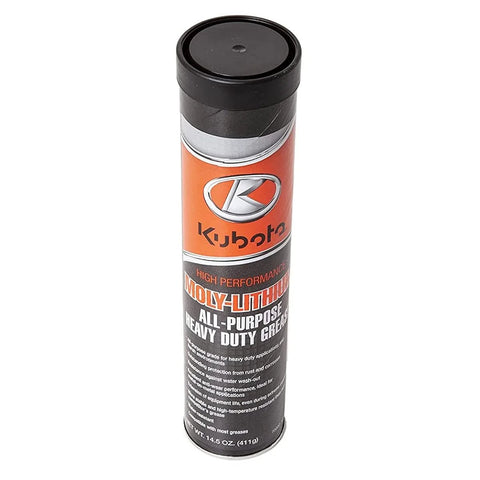 Kubota moly-lithium all-purpose heavy-duty grease tube, 14.5 oz, orange label with Kubota logo.