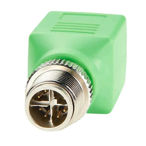 M12 X Coded 8 Pin To RJ45 Adapter For Cat6 Industrial Ethernet Shielded Bulkhead Jack IP67 Waterproof Connector front view