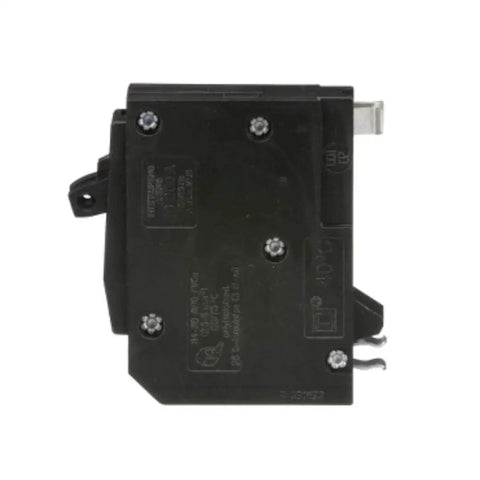Side view of Tandem Mini Circuit Breaker For QO Panels Two In One 2 Poles 20 Amp 120 240V Plug In Mount Dual Breaker With Thermal Magnetic Trip 10kA Interrupt Rating Space Saving Design Clam Pack QO2020C, showcasing the compact design.