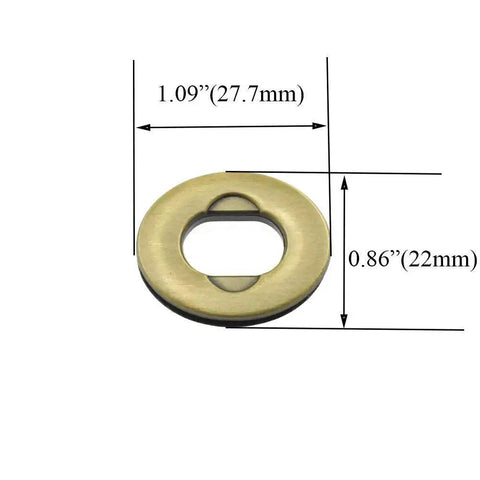 Turn Lock Purses Closure 1.1 Inch Antique Brass Clip For Wallets Briefcases Clutches And Handbags Easy Install With Online Instructions Sturdy Metal Twist Clasp Two Sets With Washers By HAHIYO, showing dimensions.