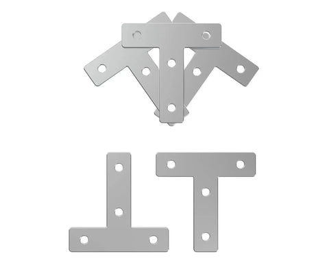 10 Sets Dope 2020 T Shape Corner Bracket Joint Plate Kit For Aluminum Extrusion 90 Degree Connectors, T-shaped metal brackets front view