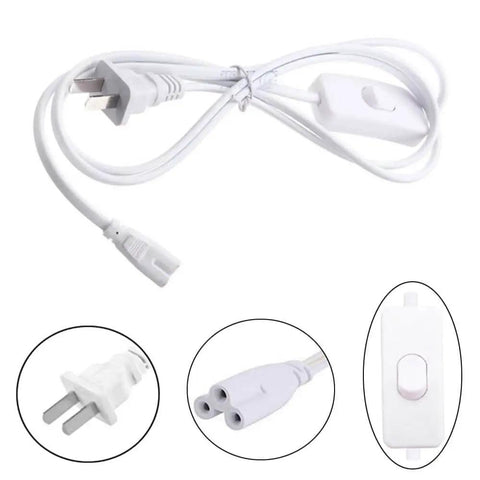 Linkable T5 And T8 LED Tube Power Extension Cord with On Off Switch, 6 Foot Long, 180cm, 2 Pack, Easy Plug And Play