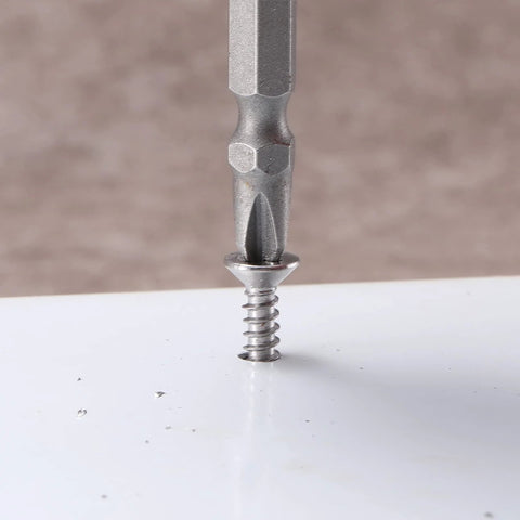 Close-up of a Ten By Two And Three Quarters Inch Sheet Metal Screws Flat Head Tek Screws Self Tapping 100 Pcs 410 Stainless Steel