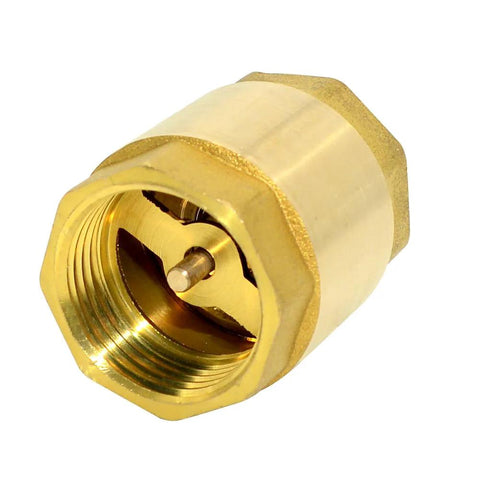 Brass check valve with female threads, 1'' (DN25) size, spring-loaded, one-way valve for backflow prevention.