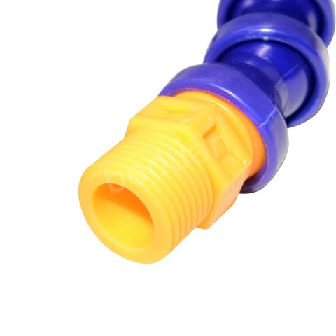 Beduan 1/2-inch coolant hose with yellow plastic threaded connector on blue tubing, pack of 10