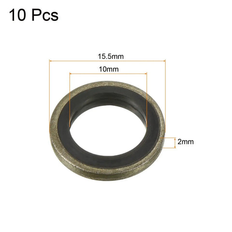 Bonded Sealing Washers M10 Size 15.5 By 10 By 2 Millimeter Carbon Steel With Nitrile Rubber Gasket Pack Of 10 high pressure sealing