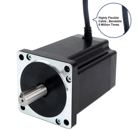 1 Axis CNC Stepper Motor Kit With Nema 34 8.2Nm Torque 14mm Keyed Shaft, showing motor front view with flexible cable note