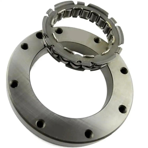 One-Way Clutch Bearing For Motorcycles And ATVs, Ultra Durable Construction, metal bearing circular design, bolt holes visible