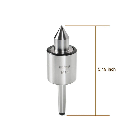 MT1 Live Tailstock Center For High Speed Turning CNC Work, medium duty 1MT center with 60 degree point, 5.19-inch length