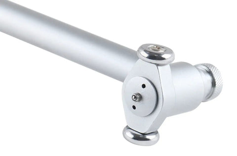 Close-up view of the chrome plated handle of the Dial Bore Gauge Set With 2 To 6 Inch Range And 6 Inch Stem 0.0001 Inch Graduation Accurate To Plus Or Minus 0.0004 Inch Includes Extension Holder And Case, showcasing its design features.