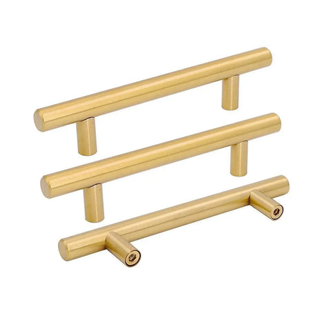 10 Pack Brushed Brass Finish Stainless Steel Cabinet Handles And Drawer Pulls For Kitchen And Bathroom Cupboards, 6 Inch Overall Length