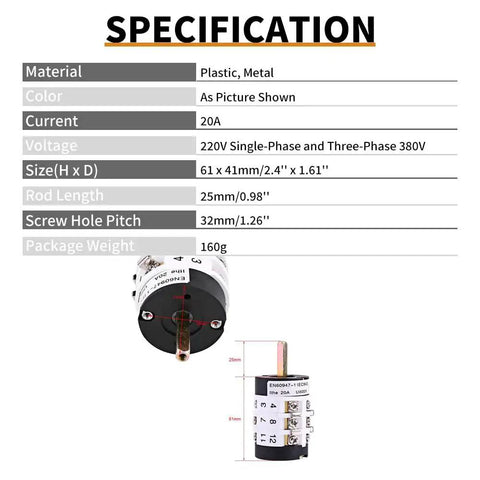 Specification sheet for Tire Changer Switch For Car Tire Machines Manual Forward Reverse Pedal Replacement Keenso 220V 380V