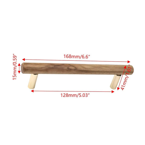 Set Of 4 Wood Drawer Pulls With 5 Inch Center Hole For Dresser Drawers Cabinets Kitchen Wardrobe 6.6 Inch Length 168mm