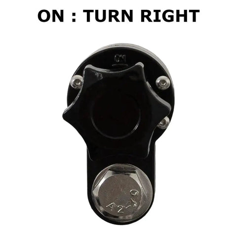 Close-up of Heavy Duty 300 Amp Magnetic Welding Ground Clamp with on off switch, showing knob in on position, text reads 'On: Turn Right'.
