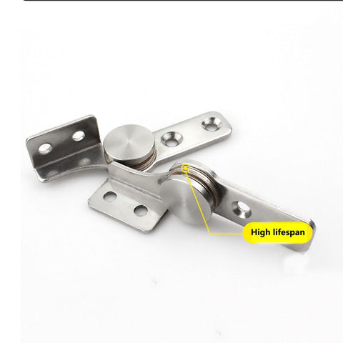 Torque Shaft Hinge With Adjustable Damping 2.0 N.M Small Metal Damper for folding tables, doors, silver, stainless steel, close-up view.