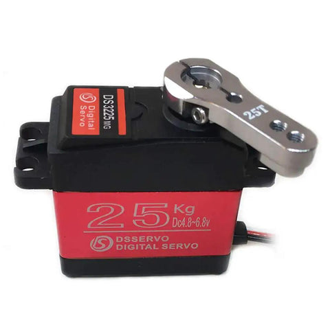 Beefy 25Kg RC Digital Servo With Full Metal Gear Waterproof 180 Degree Control Angle DS3225MG shown with 25T metal arm