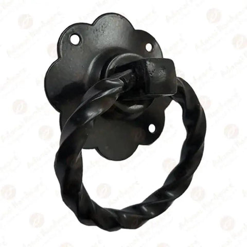 Antique Wrought Iron Cabinet Ring Drop Pulls Matte Black Finish 2 Pack for vintage wood doors and furniture