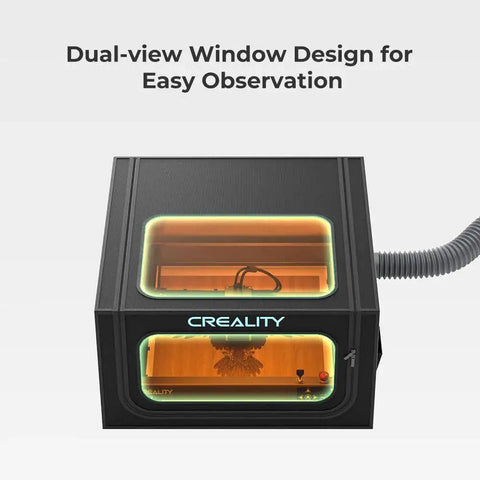 Beefy Laser Engraver Enclosure 2.0 Protective Cover with dual-view window for eye safety and fume odor control, fits most engravers.