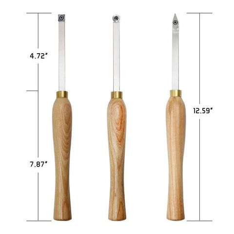 Pro Grade Mini Carbide Wood Turning Tools Set With Comfort Grip Handles For Small To Mid Size Projects Includes Diamond Round And Square Carbide Tips And Allen Key 3 Piece Kit By YUFUTOL