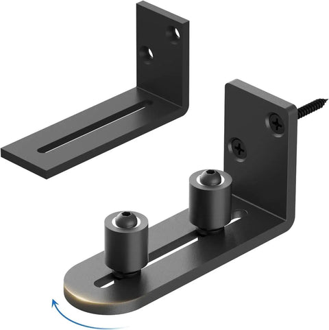 Sliding Barn Door Bottom Floor Guide Wall Mounted Roller Guides with Ball Bearings Adjustable Stay Roller Black Made From Solid Carbon Steel