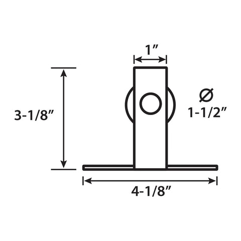 Technical drawing of 48 Inch Mini Barn Door Hardware Kit for Double Cabinet Doors Top Mount Design