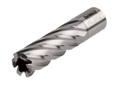 Pro Grade HSS Annular Cutter For Metal Drilling Three Quarter Inch By Two Inch With Weldon Shank And Precision Ground Teeth For Fast Clean Cuts And Efficient Chip Ejection From Dewalt DWAC02012