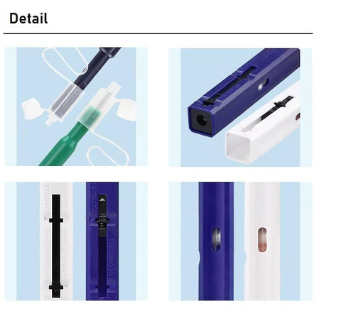 Enajucy 2-piece fiber optic cleaner set; blue and white cleaning pens with caps and a blue case.