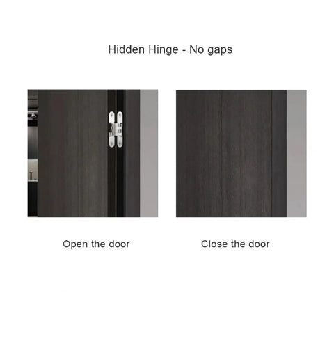 Adjustable Concealed Door Hinges For 180 Degree Folding Doors In Stainless Steel showing open and closed positions
