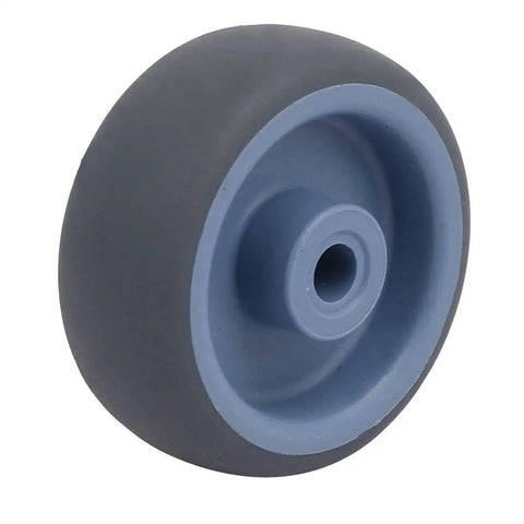 2 Inch Diameter TPR Wheel For Carts And Trolleys With 8.5mm Bore 49 By 22mm Size Quiet Roll Caster Wheel Pulley Roller Four Pieces Low Starting Resistance Smooth Mobility Gray And Blue front view
