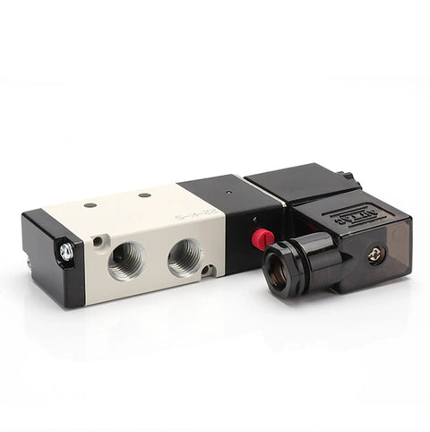 4V210-08 Quarter Inch PT Pneumatic Solenoid Valve Pilot Operated 2 Position 5 Way Aluminum Alloy Body DC24V, front view