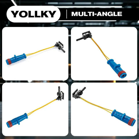 Brake pad wear sensor with blue connector and yellow wires, 4-pack for Mercedes-Benz CLS/S-Class models.