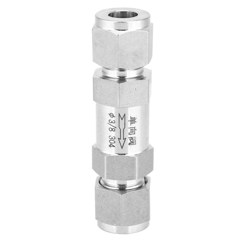 Stainless steel check valve with BSPP female threads, 3/8 in, one-way valve for water oil gas piping