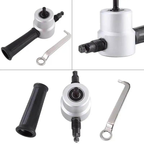 Power Drill Nibbler Attachment With 360 Degree Adjustable Double Head Metal Sheet Cutter And Wrench for clean cuts